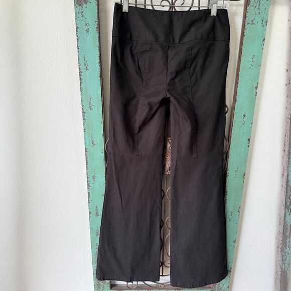 Black High-Waisted Wide-Leg Pants with Button Detail - Picture 3 of 11
